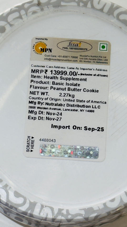 Basic Supplements - ISOLATE | PEANUT BUTTER COOKIE FLAVOR