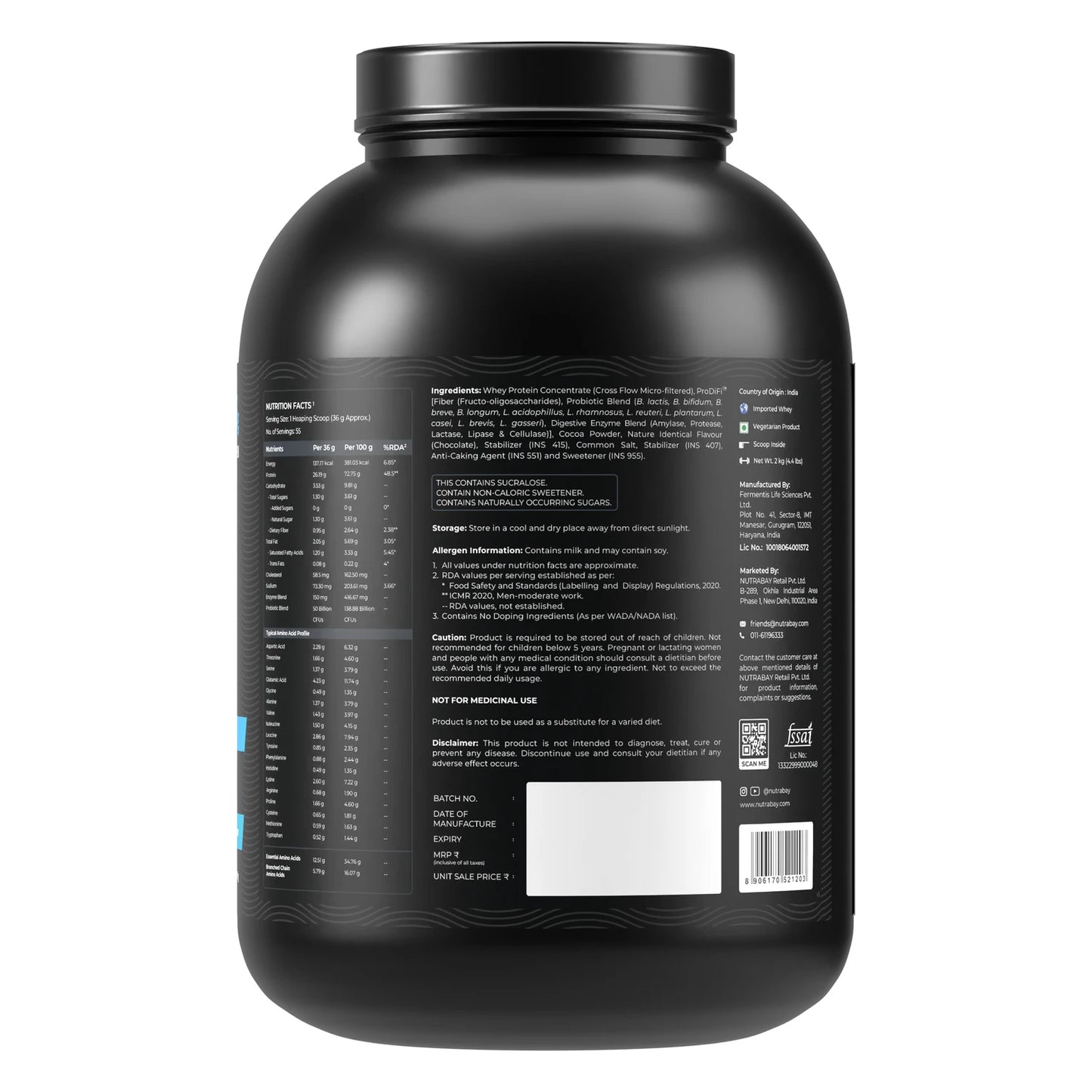 Nutrabay BioAbsorb™ Whey Protein Powder, 26g Protein Per Serving | ProDiFi™ Blend for Better Absorption