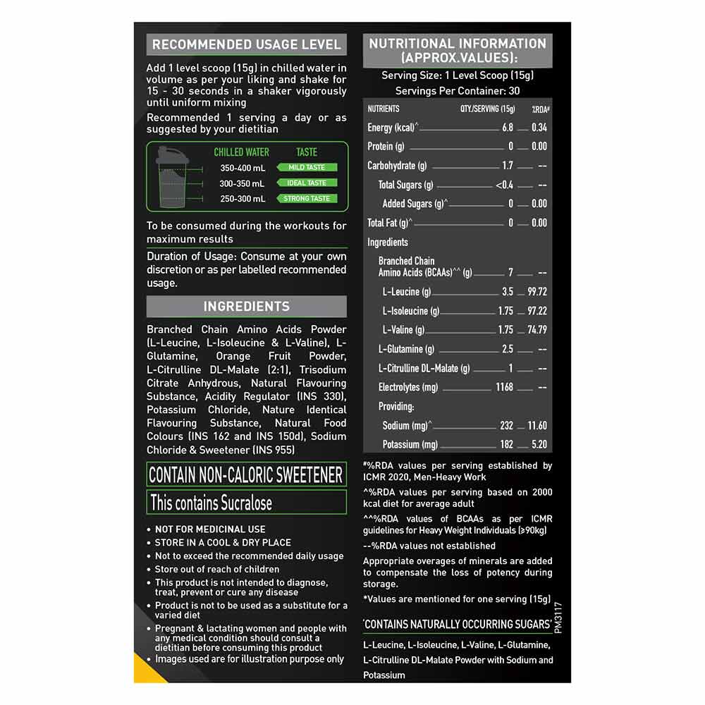 MuscleBlaze BCAA Pro Essential Amino Acids 450g • 30 Servings