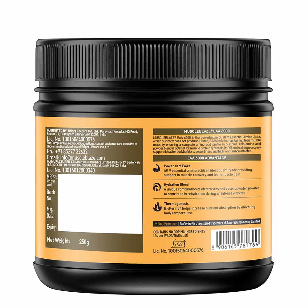 MuscleBlaze EAA 6000
250g • Lemonade • 23 Servings