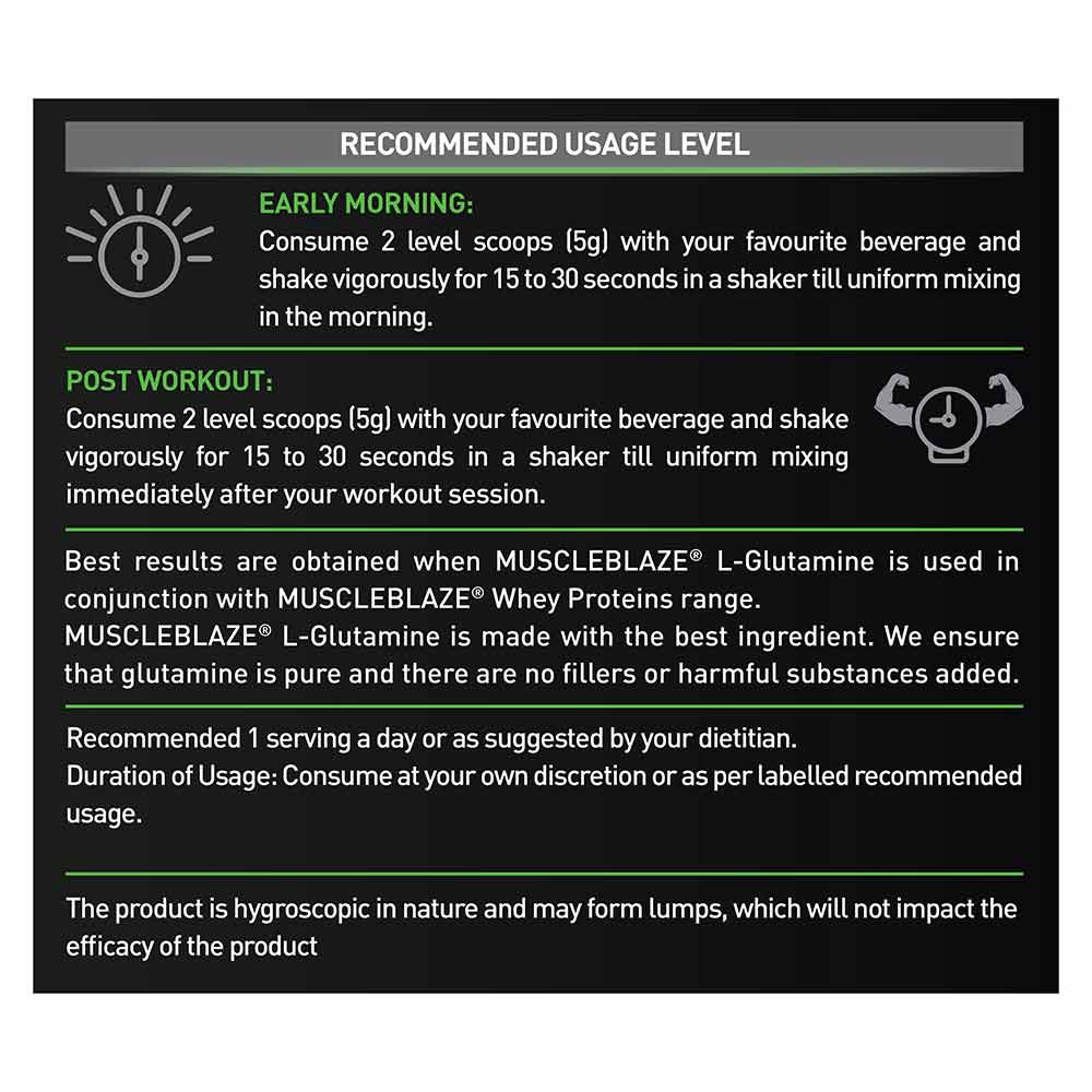 MuscleBlaze L-Glutamine
250g • Unflavoured