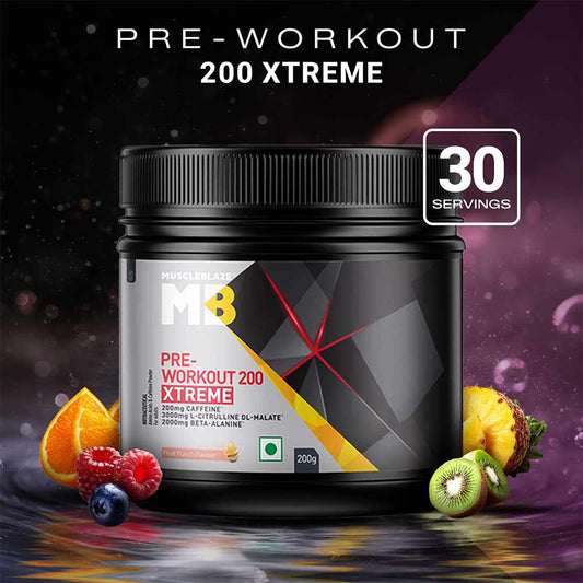 MuscleBlaze PRE Workout 200 Xtreme
200g • Fruit Punch