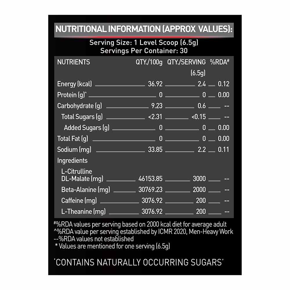 MuscleBlaze PRE Workout 200 Xtreme
200g • Fruit Punch