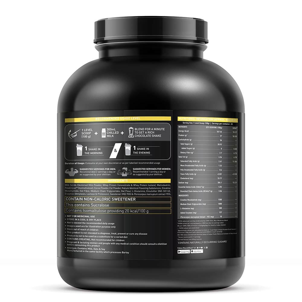 MuscleBlaze High Protein Gold Gainer
3kg • Chocolate