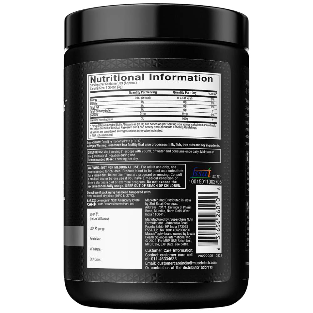 MuscleTech Platinum 100% Creatine - 250 gm | Unflavoured