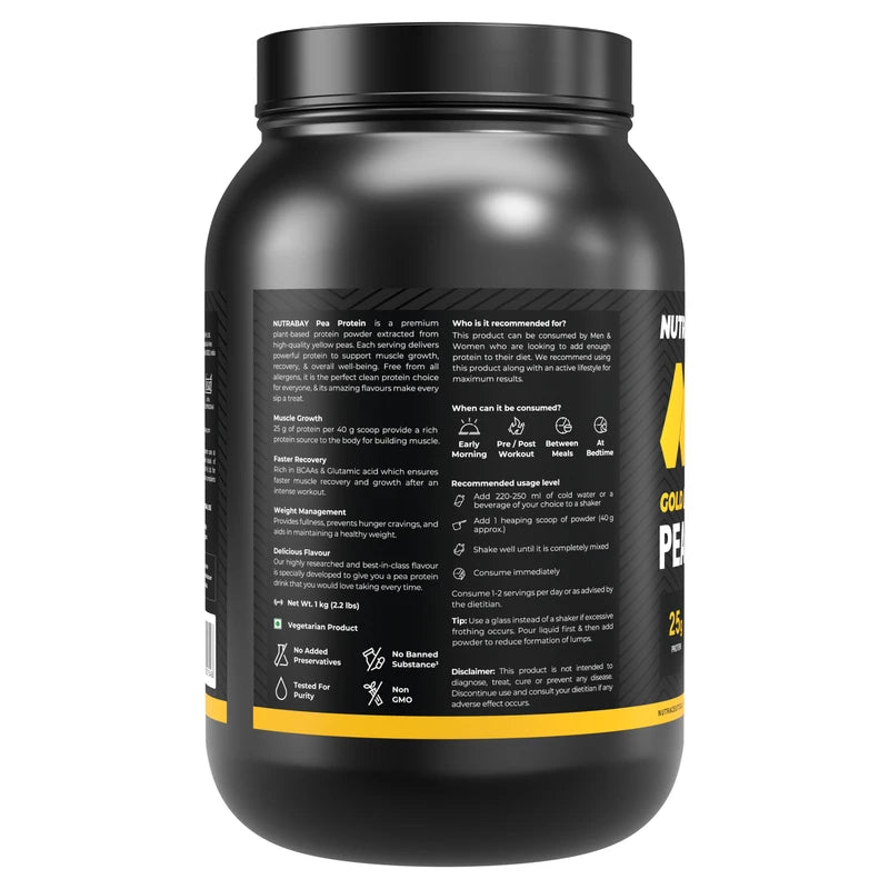 Nutrabay Gold Pea Protein - 1 kg (2.2 lb), Rich Chocolate Creme