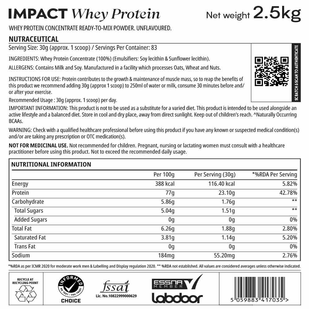 Myprotein Impact Whey Protein, 2.5 kg (5.5 lb)