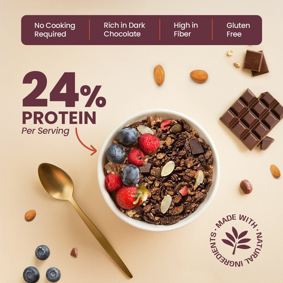 High Protein Dark Chocolate & Cranberry Muesli 1KG