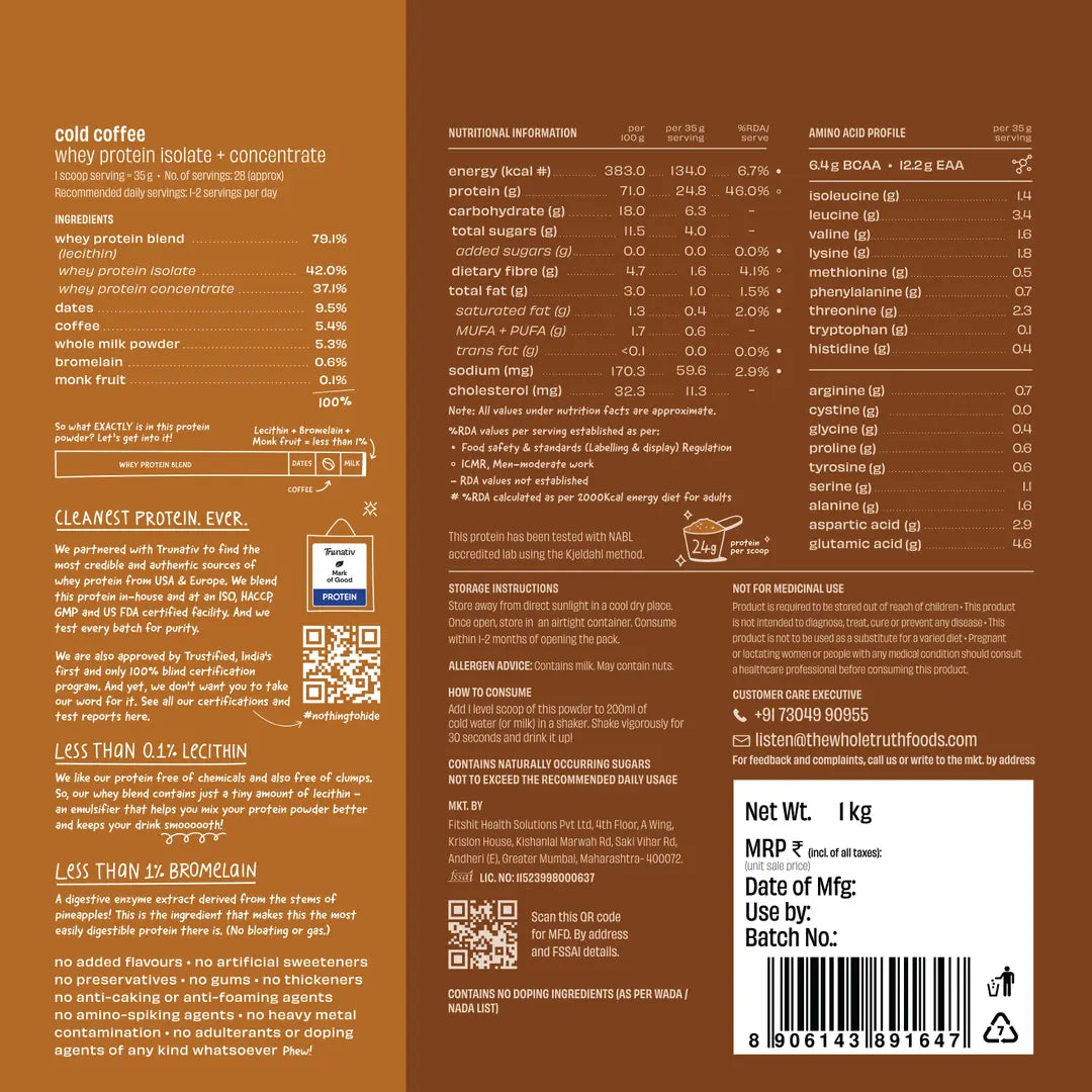 The Whole Truth Cold Coffee 24 g Protein Powder