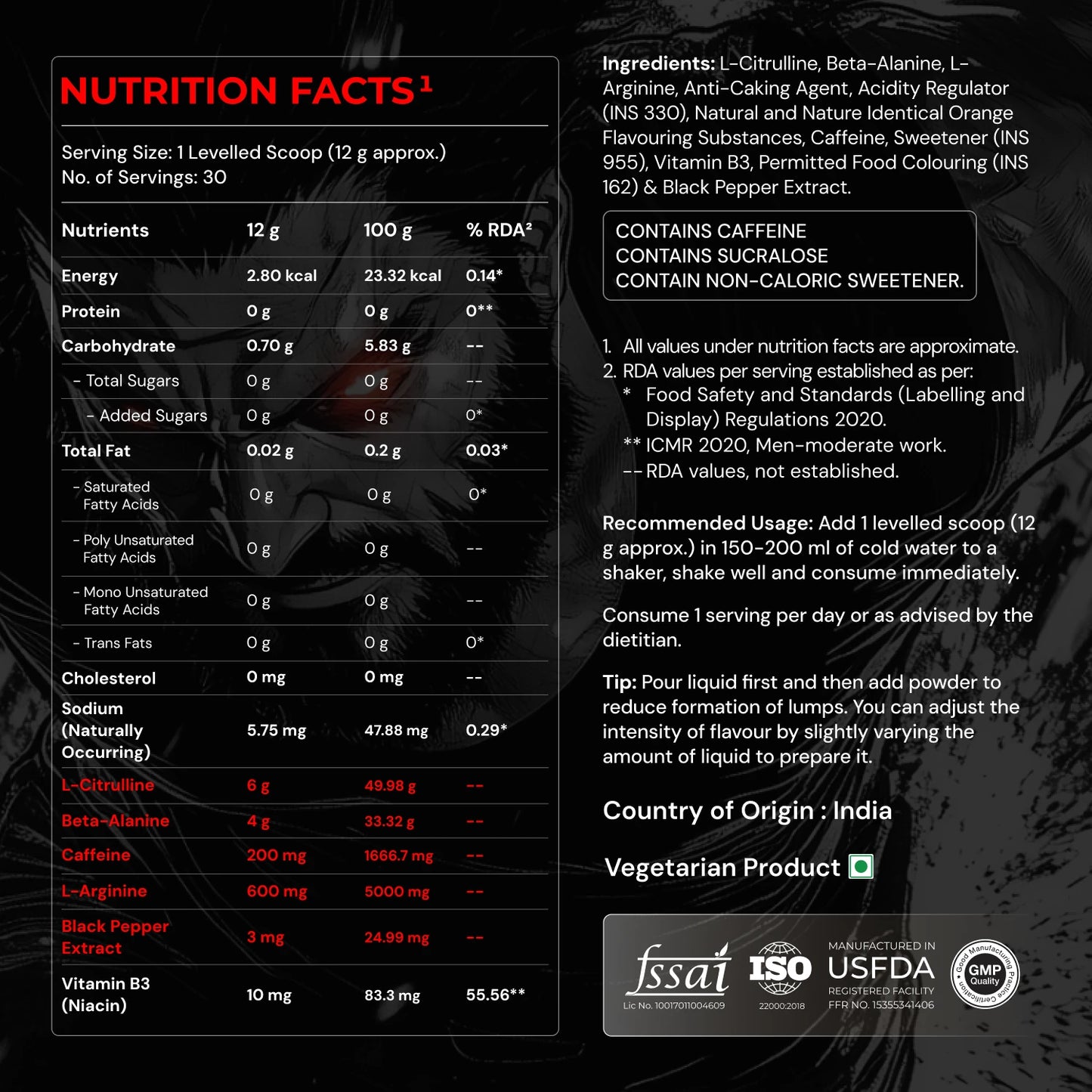 Nutrabay RageX Pre-Workout | L-Citrulline, Beta-Alanine, Caffeine & Black Pepper Extract | Energy, Focus & Pump - 360 gm (0.79 Lb)