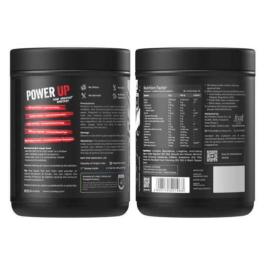 Nutrabay RageX Pre-Workout | L-Citrulline, Beta-Alanine, Caffeine & Black Pepper Extract | Energy, Focus & Pump - 360 gm (0.79 Lb)