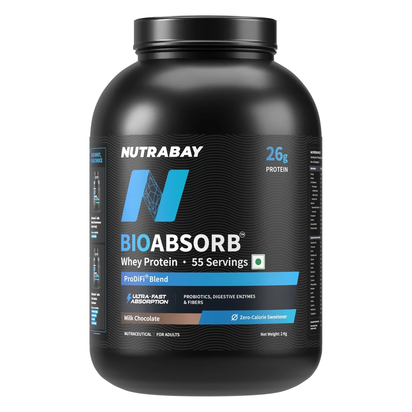 Nutrabay BioAbsorb™ Whey Protein Powder, 26g Protein Per Serving | ProDiFi™ Blend for Better Absorption