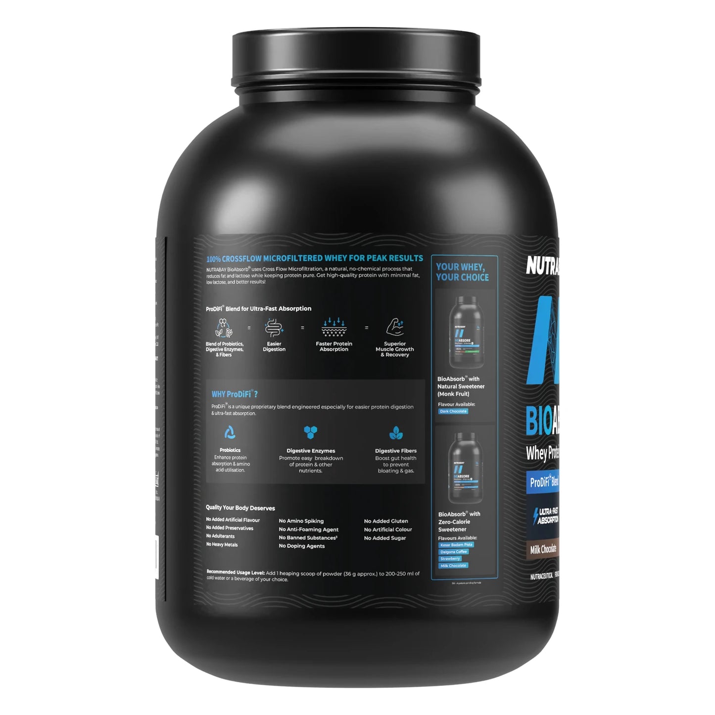 Nutrabay BioAbsorb™ Whey Protein Powder, 26g Protein Per Serving | ProDiFi™ Blend for Better Absorption
