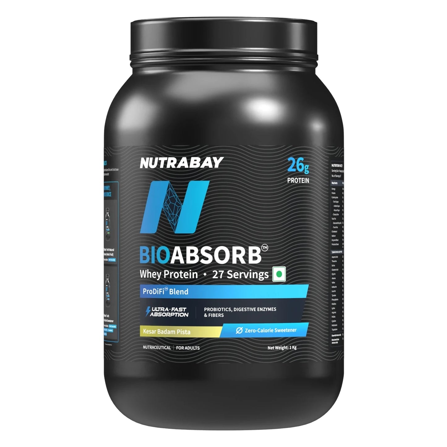 Nutrabay BioAbsorb™ Whey Protein Powder, 26g Protein Per Serving | ProDiFi™ Blend for Better Absorption