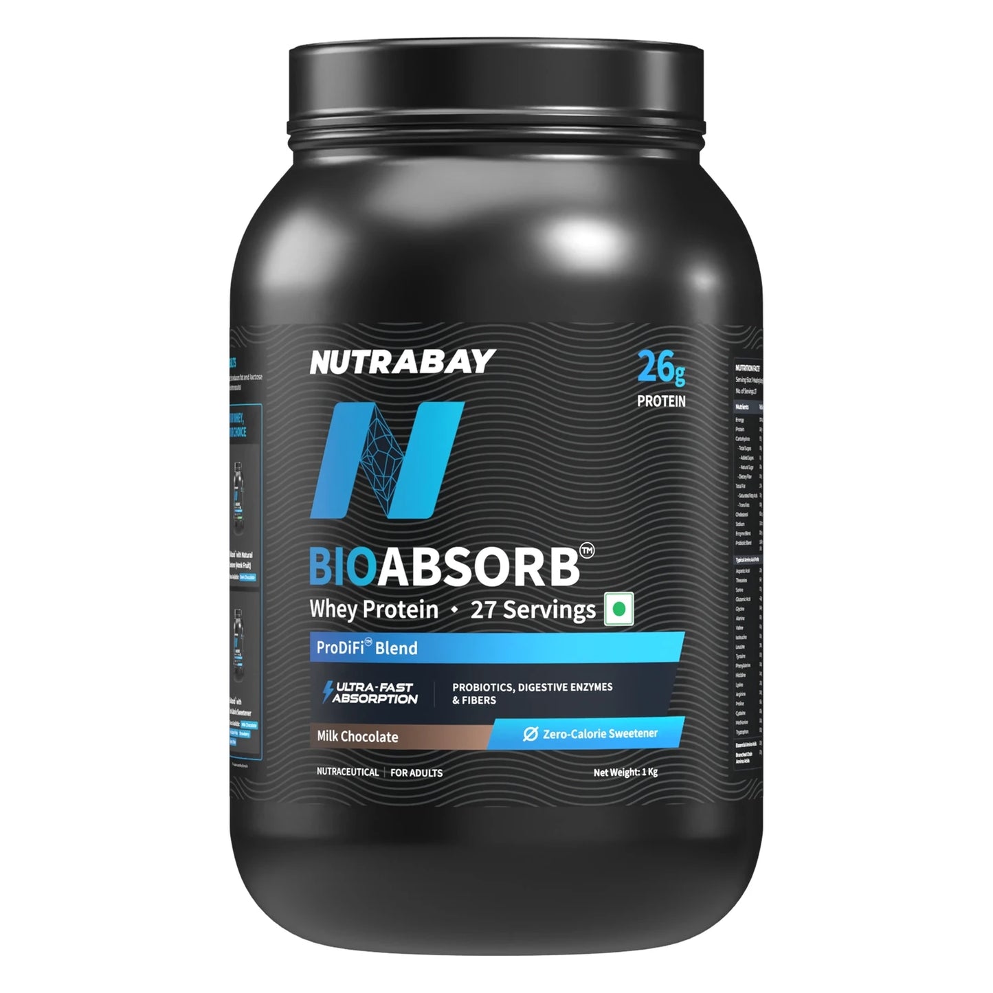 Nutrabay BioAbsorb™ Whey Protein Powder, 26g Protein Per Serving | ProDiFi™ Blend for Better Absorption