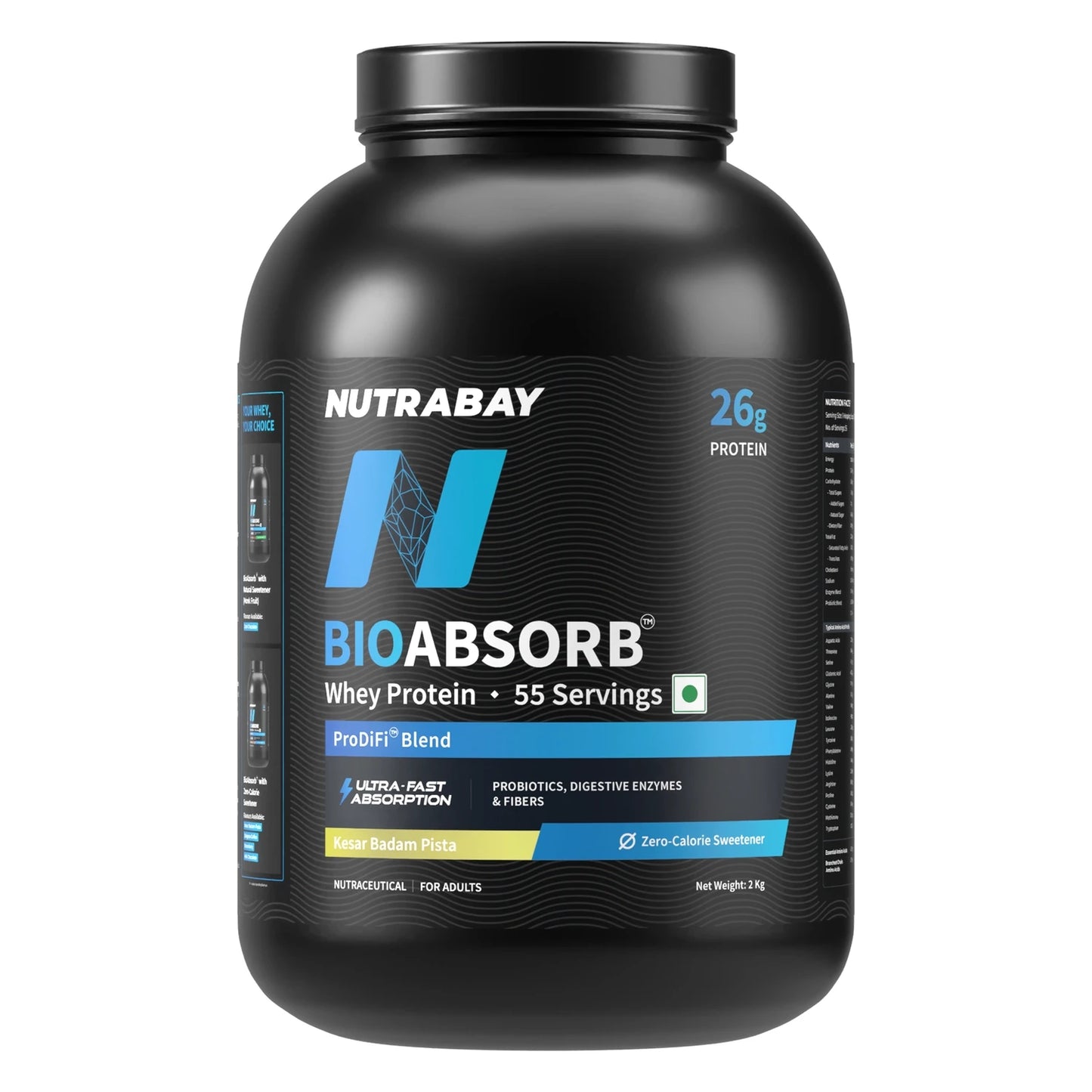 Nutrabay BioAbsorb™ Whey Protein Powder, 26g Protein Per Serving | ProDiFi™ Blend for Better Absorption
