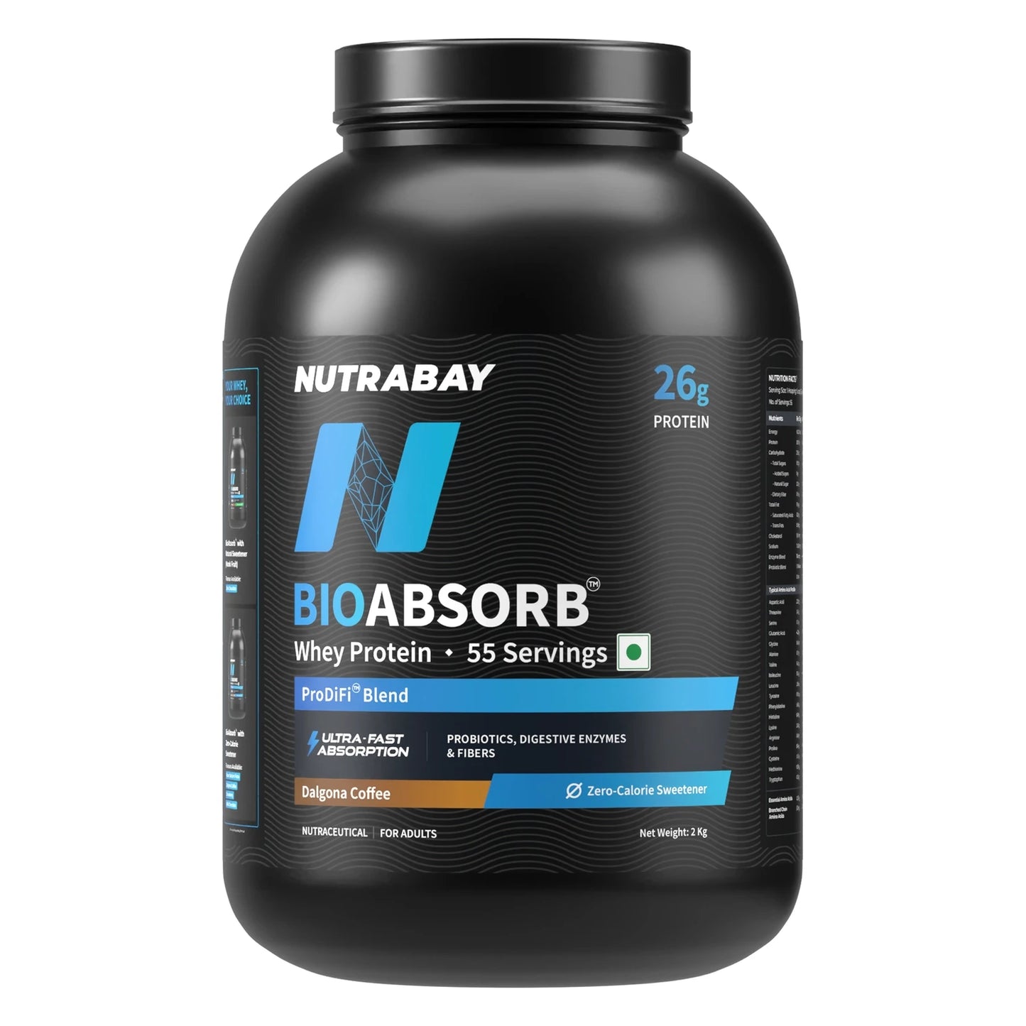 Nutrabay BioAbsorb™ Whey Protein Powder, 26g Protein Per Serving | ProDiFi™ Blend for Better Absorption
