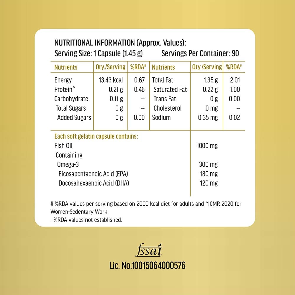 HK Vitals Omega-3 1000mg with 180mg EPA & 120mg DHA 90caps