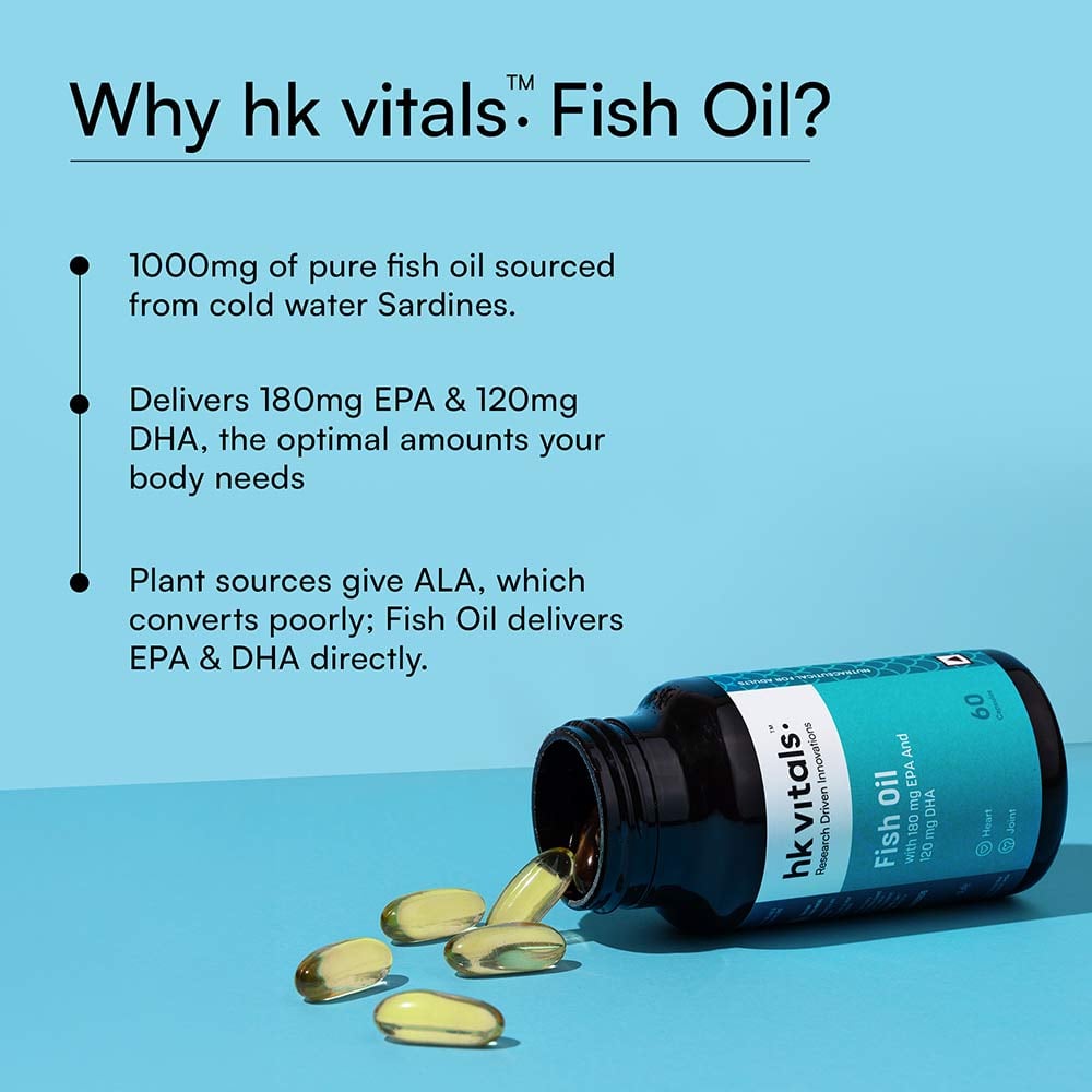 HK Vitals Fish Oil 1000mg with 180mg EPA and 120mg DHA
60 capsules