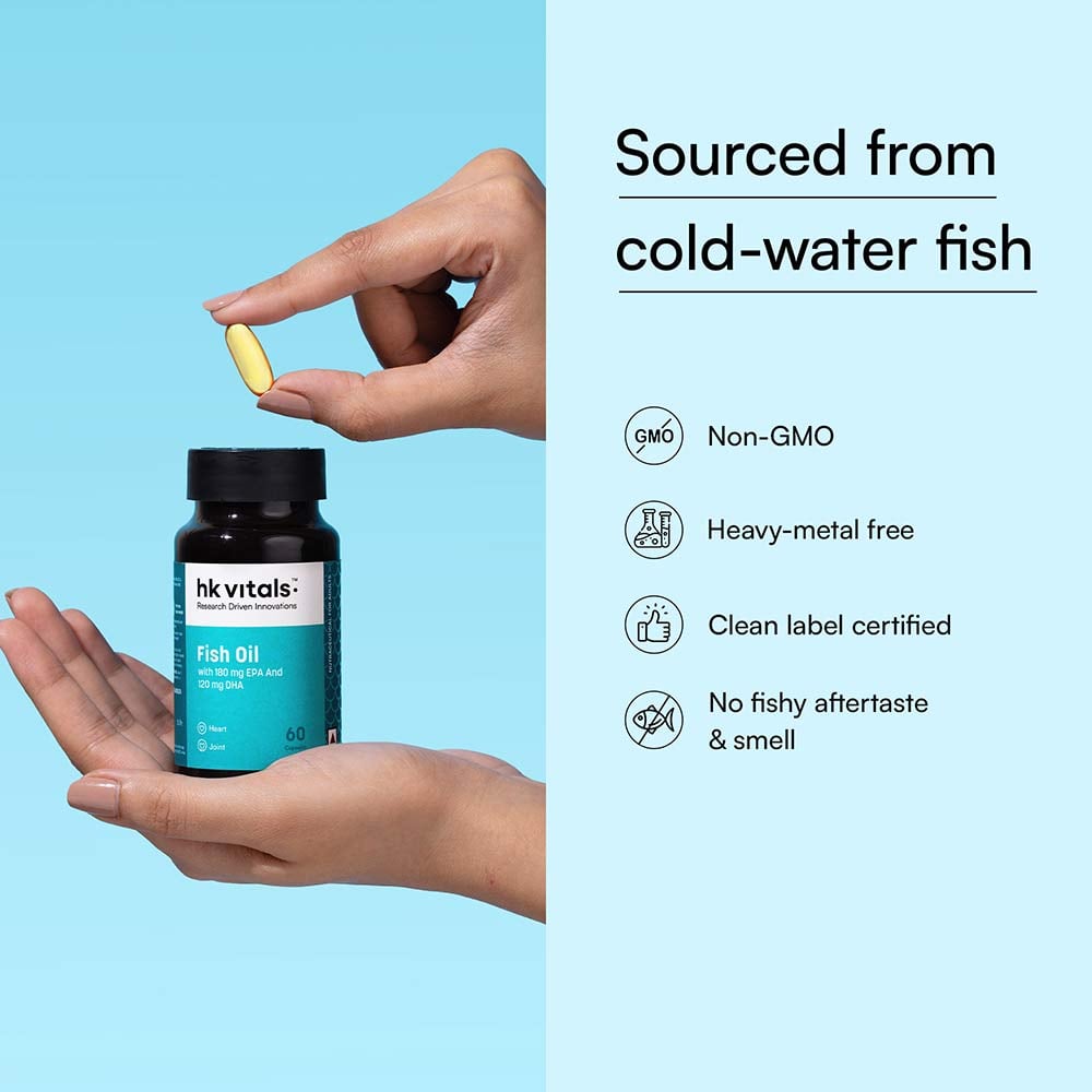 HK Vitals Fish Oil 1000mg with 180mg EPA and 120mg DHA
60 capsules