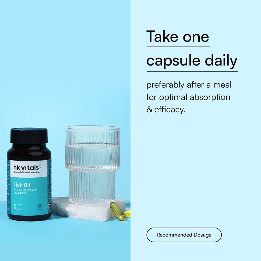 HK Vitals Fish Oil 1000mg with 180mg EPA and 120mg DHA
60 capsules