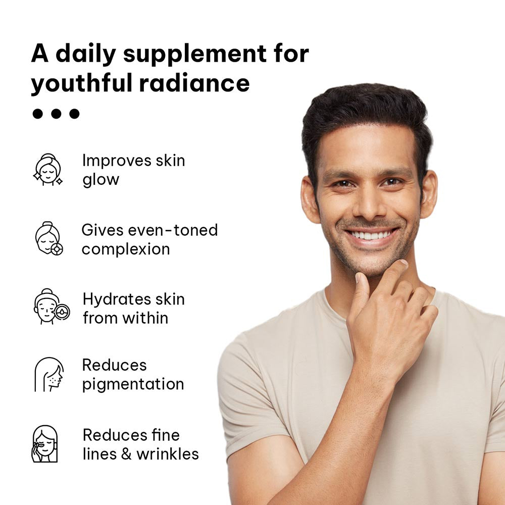 Glutathione
Unflavoured • 30 capsules
Promotes skin glow • Helps reduce pigmentation