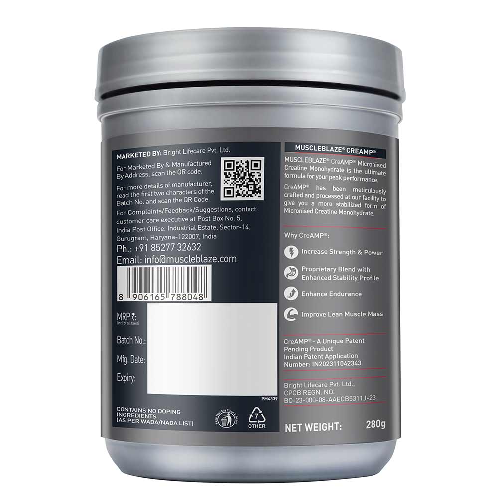 MuscleBlaze CreaAMP Micronized Creatine Monohydrate – Flavoured