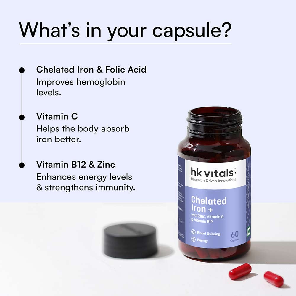 HK Vitals Chelated Iron +, 60 capsules