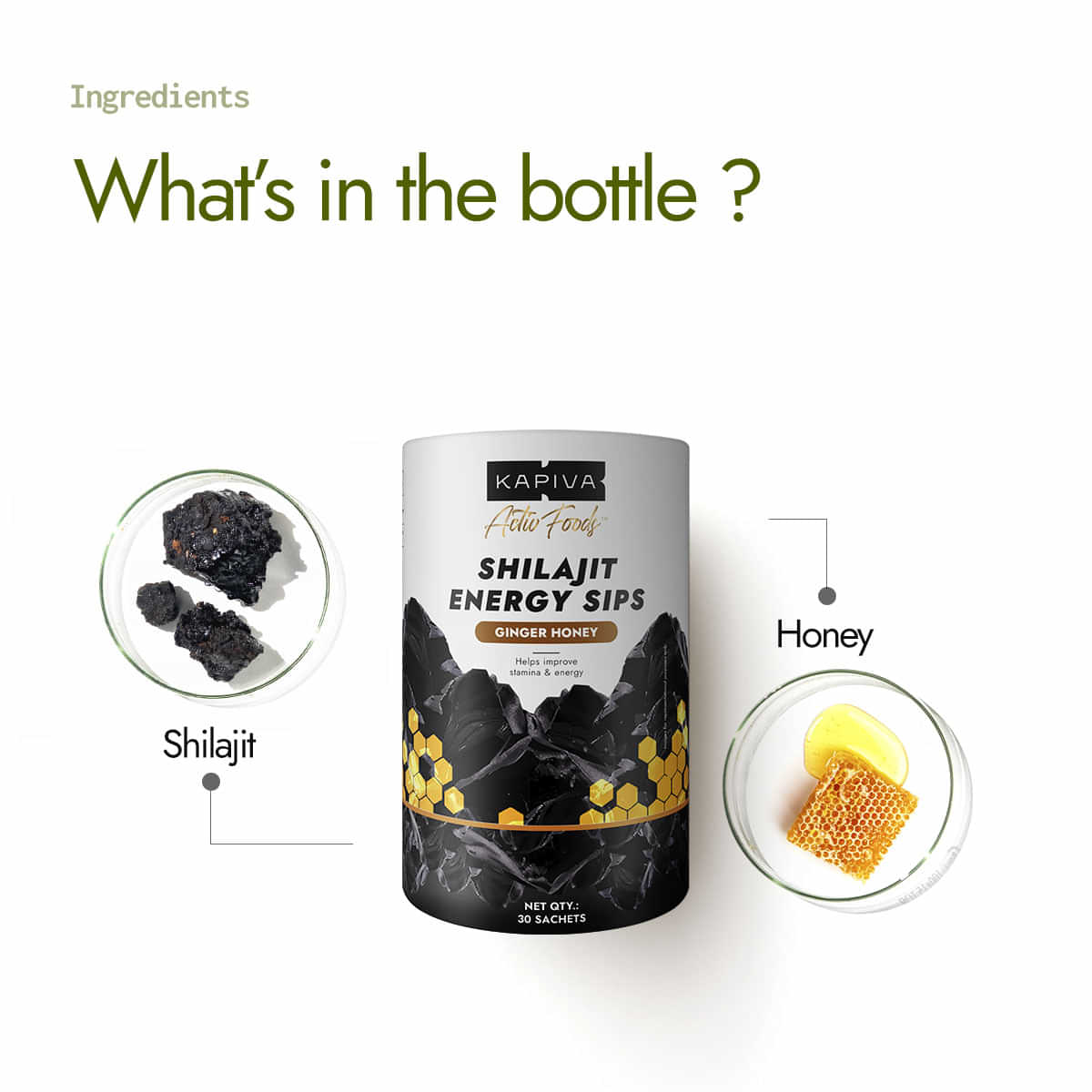 Kapiva Shilajit Energy Sips | 30 Sachets