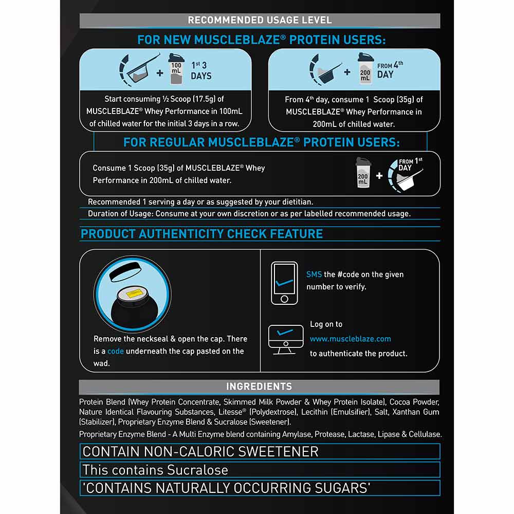 MuscleBlaze Whey Performance Protein / Chocolate Flavour