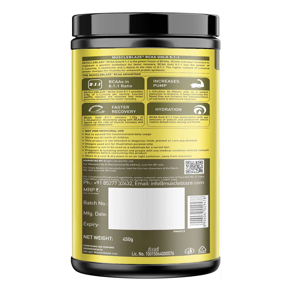 MuscleBlaze BCAA Gold 8:1:1 Amino Acids Supplements