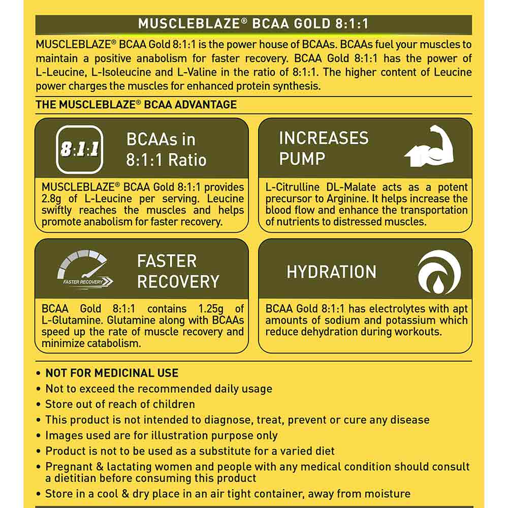 MuscleBlaze BCAA Gold 8:1:1 Amino Acids Supplements