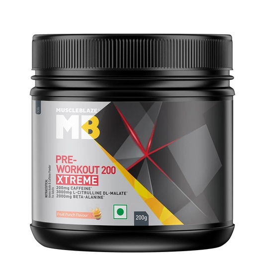 MuscleBlaze PRE Workout 200 Xtreme
200g • Fruit Punch