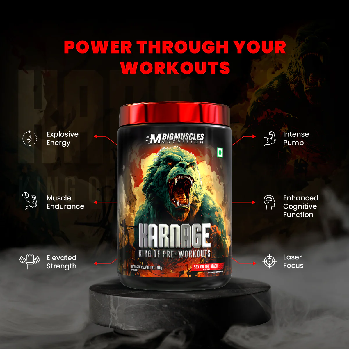 Bigmuscles Nutrition Karnage Pre workout (60 Servings),| 300g