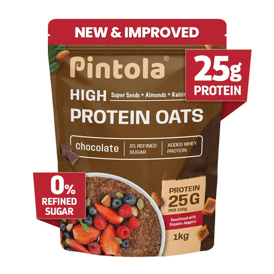 Pintola High Protein Oats - 1 Kg (2.2 Lb), Dark Chocolate