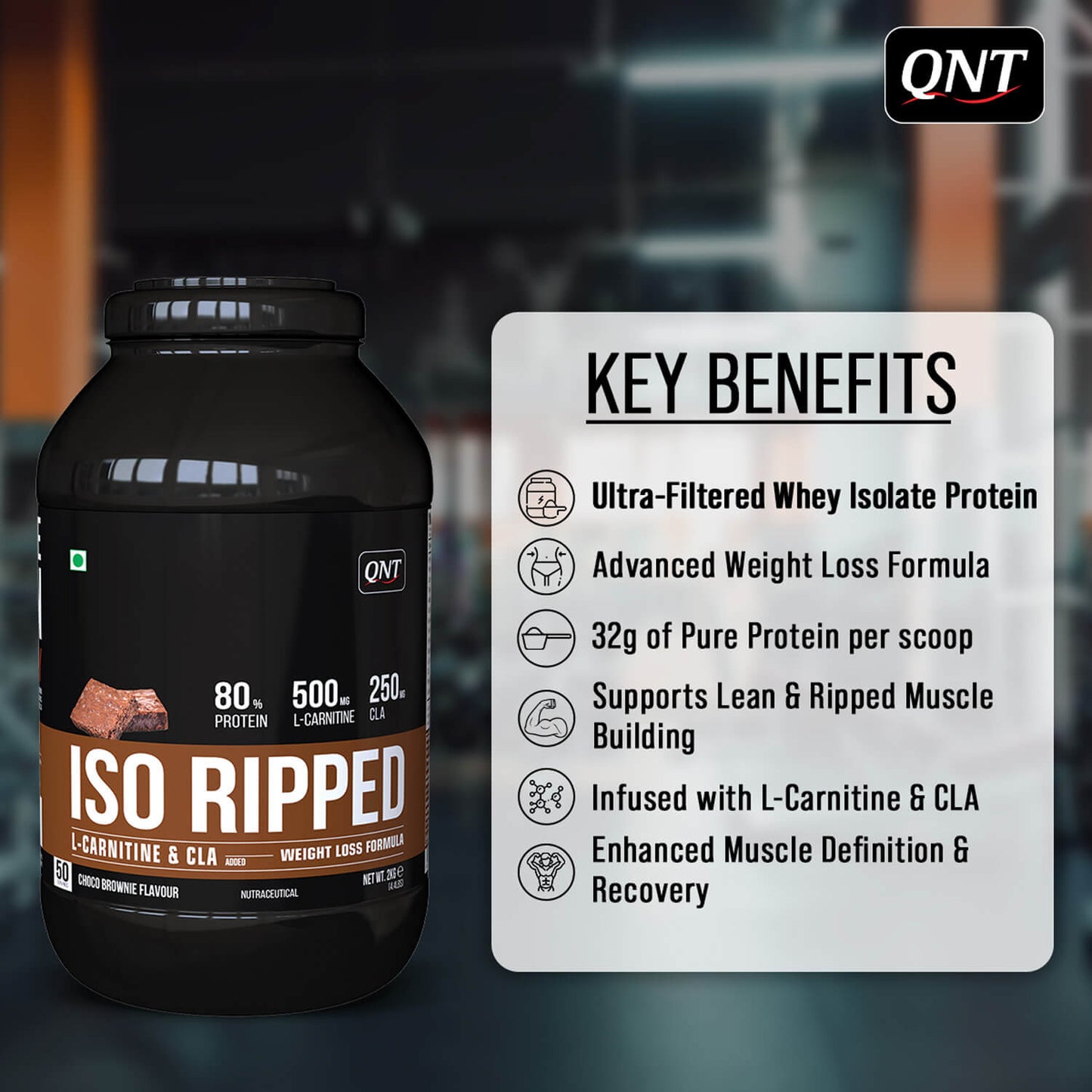 QNT ISO RIPPED WHEY ISOLATE PROTEIN | CHOCO BROWNIE, 2 KG