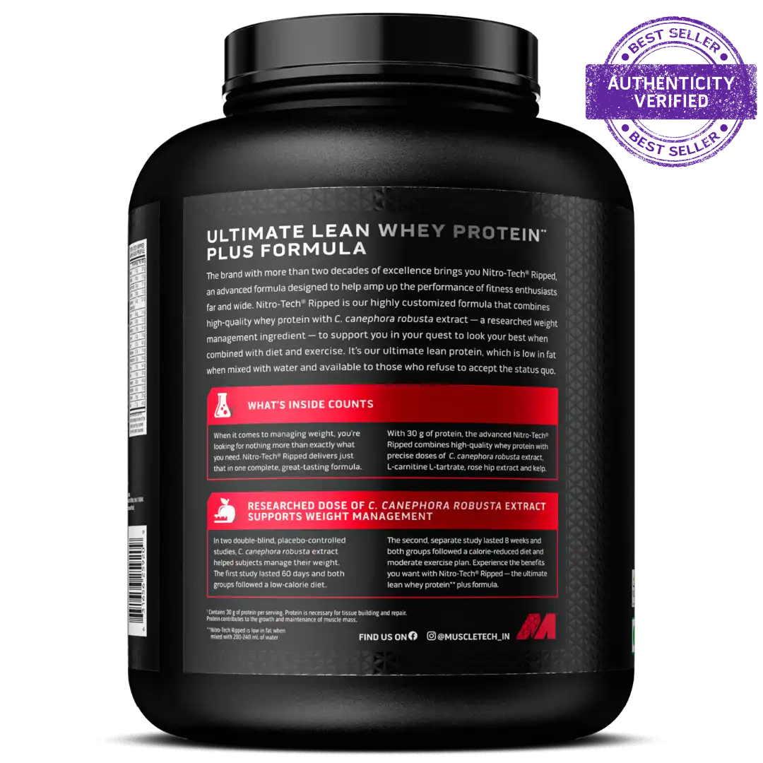 MUSCLETECH™ NITRO-TECH™ RIPPED WHEY
,1.81 Kg (4Lbs),Chocolate Fudge Brownie,43 Servings