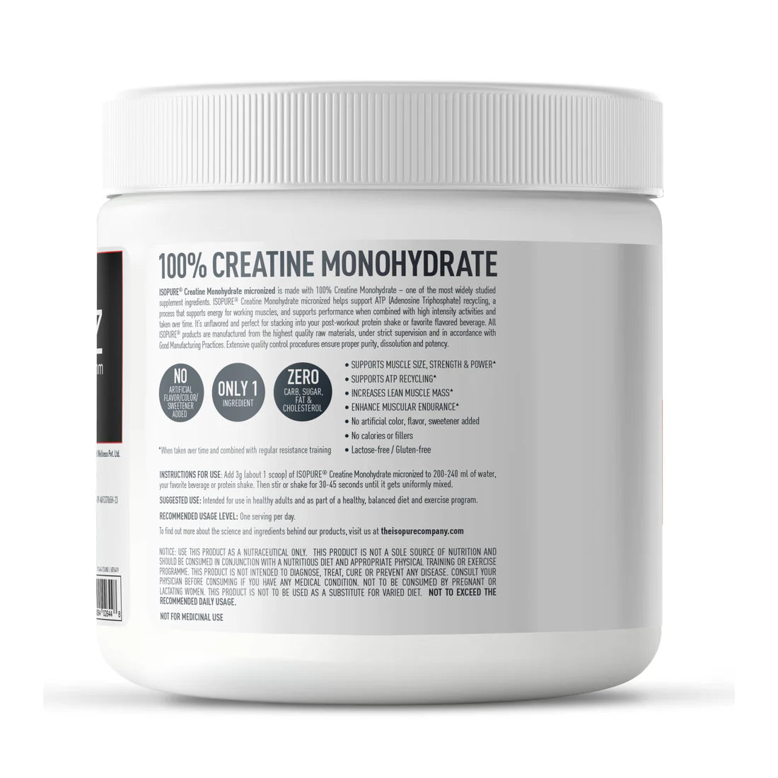 Isopure 100% Creatine Monohydrate Micronized, 250g- 83 servings