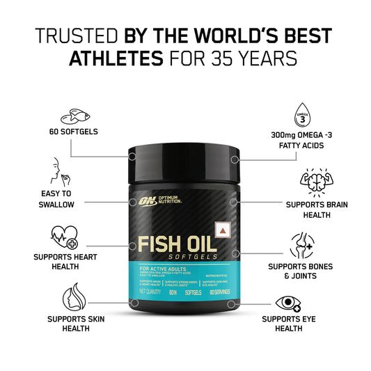 Optimum Nutrition (ON) Fish Oil - 60 Capsules, 1000 mg Fish Oil, 180 mg EPA, 120mg DHA