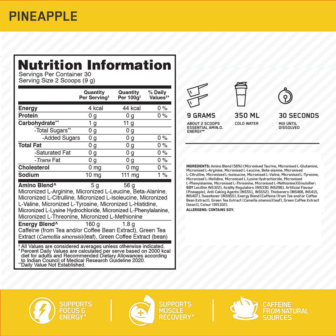 Essential Amin.O. Energy | Pineapple | 270 g