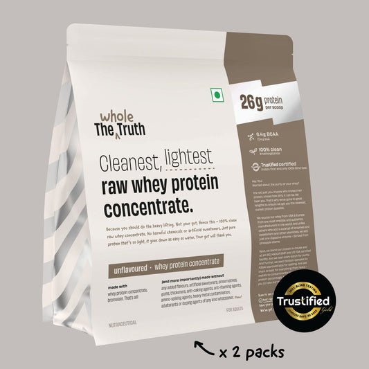 The Whole Truth Unflavoured Raw Whey Protein Concentrate 26 g - Pack of 2 KG