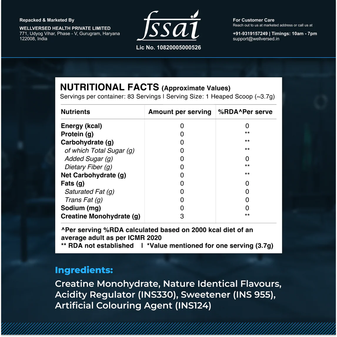 Wellcore - Pure Micronised Creatine Monohydrate Flavoured