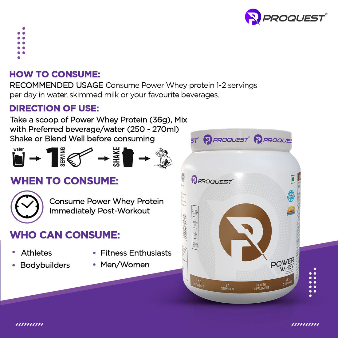 Proquest Power Whey Protein Concentrate | 2Kg , 55Servings