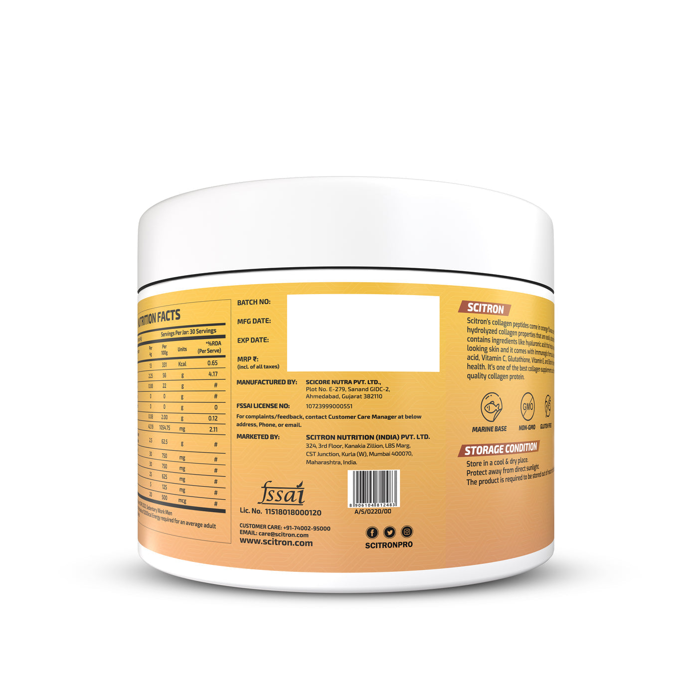Scitron - Hydrolyzed Marine Collagen Peptides 120g