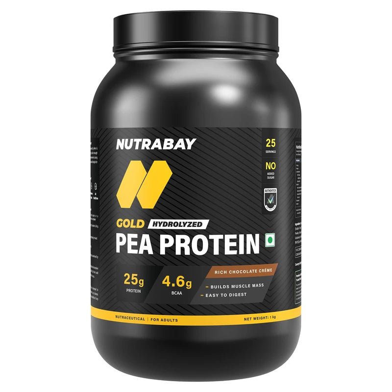 Nutrabay Gold Pea Protein - 1 kg (2.2 lb), Rich Chocolate Creme