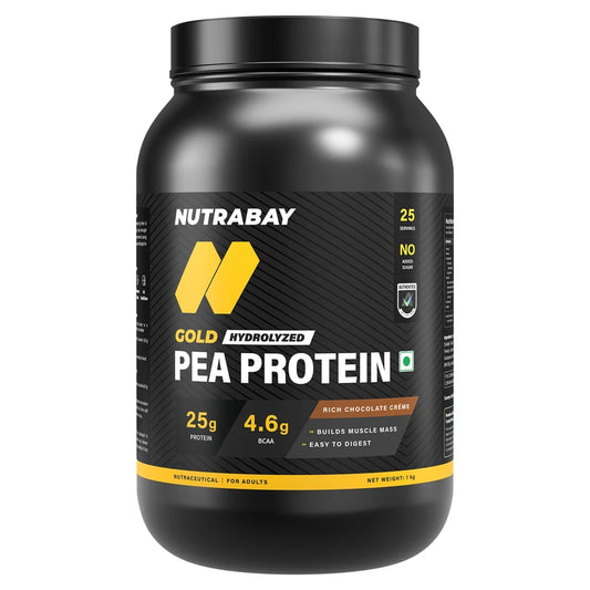 Nutrabay Gold Pea Protein - 1 kg (2.2 lb), Rich Chocolate Creme