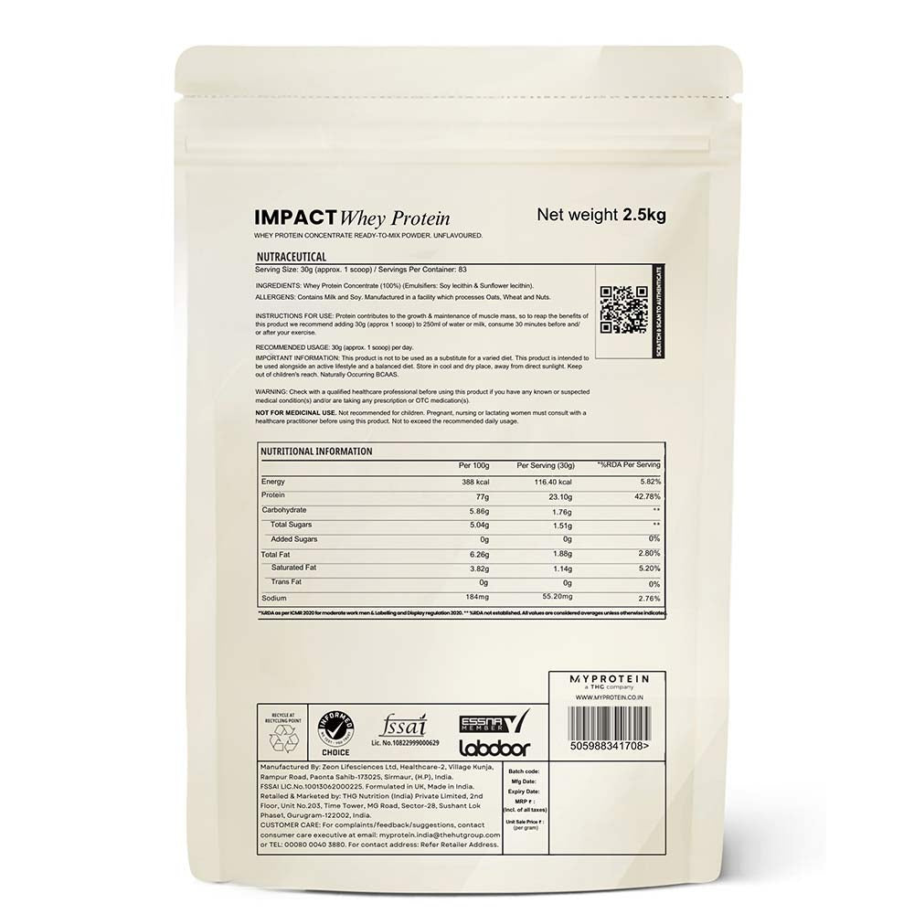 Myprotein Impact Whey Protein, 2.5 kg (5.5 lb)